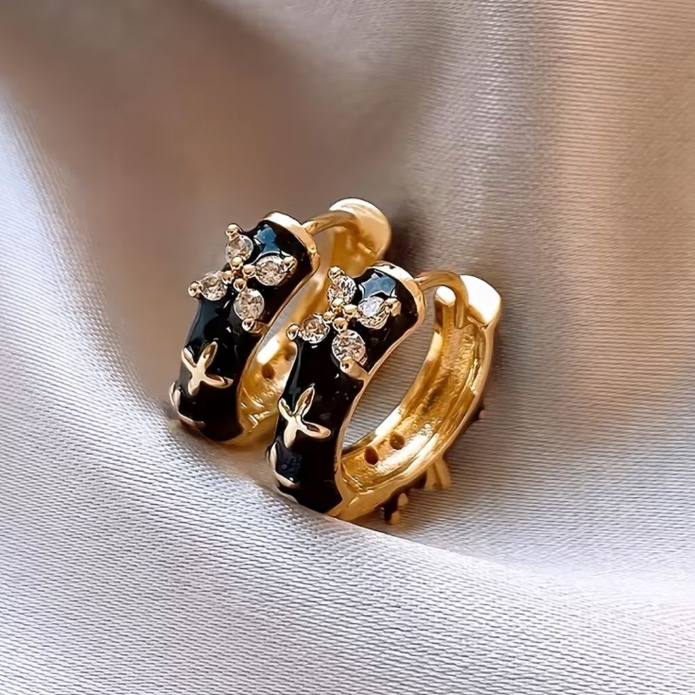 Diamond black hoop #2296